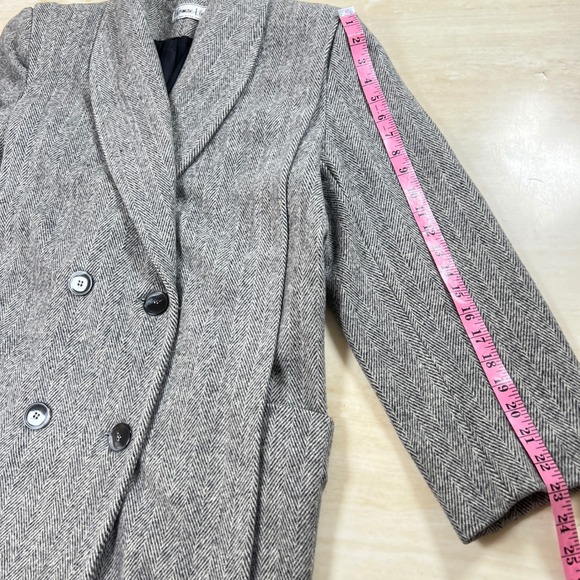 Hermon Kay Blazer Size 16 Herringbone Double Breasted Wool Blend Jacket - Picture 10 of 13